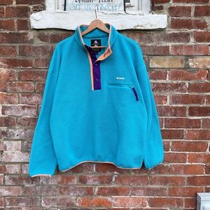 Columbia Men's Helvetia Half Snap Fleece Teal Blue Orange Size XL